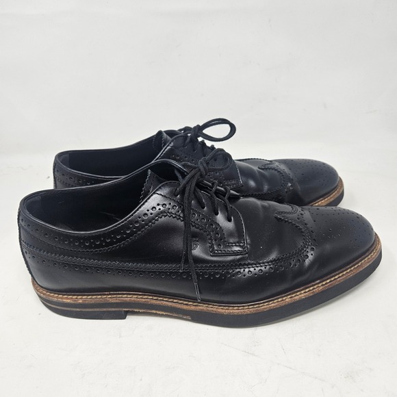 Tod's Other - Tods Mens Black Leather Wingtip Brogue Derby Shoes Made in Italy Size 9.5 A